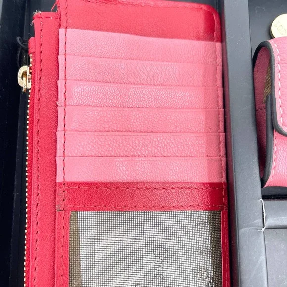 LODIS Genuine Leather Tech Gift Set Airpod Case Wallet Pink Red NIB - Picture 8 of 13